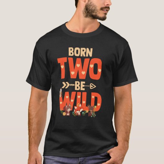 Born Two Be Wild Toddler Bday Girl Woodland Animal Tシャツ (正面)