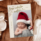 Born Under Mistletoe Cream Birth Announcement 案内状