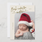 Born Under Mistletoe Cream Birth Announcement 案内状 (正面)