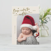 Born Under Mistletoe Cream Birth Announcement 案内状 (スタンド正面)