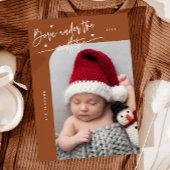 Born Under Mistletoe Terracotta Birth Announcement 案内状
