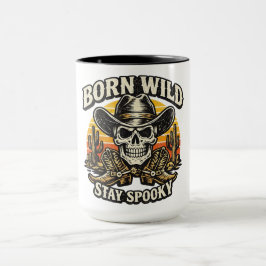 Born Wild Stay Spooky ウエスタンカウボーイスカル ハロウィン マグカップ