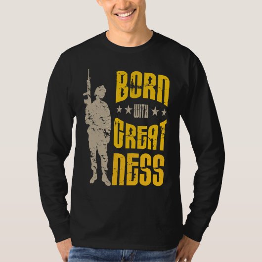 Born with Greatness I Soldiers Creed Patriotic Ame Tシャツ (正面)