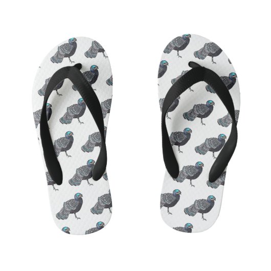 Bornean peacock-pheasant bird cartoon illustration キッズビーチサンダル (フットベッド)