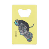 Bornean peacock-pheasant bird cartoon illustration クレジットカード栓抜き (正面)
