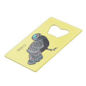 Bornean peacock-pheasant bird cartoon illustration クレジットカード栓抜き (正面アングル)