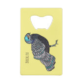 Bornean peacock-pheasant bird cartoon illustration クレジットカード栓抜き (裏面)