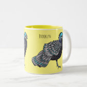 Bornean peacock-pheasant bird cartoon illustration ツートーンマグカップ (正面右)