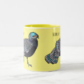 Bornean peacock-pheasant bird cartoon illustration ツートーンマグカップ (中央)
