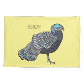 Bornean peacock-pheasant bird cartoon illustration 枕カバー (裏面)