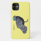 Bornean peacock-pheasant bird cartoon illustration Case-Mate iPhoneケース (裏面)
