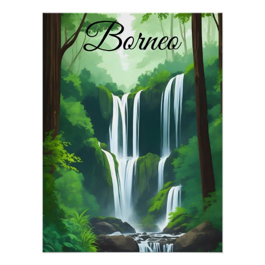 Borneo Indonesia Malaysia Rainforest Travel Poster ポスター (正面)