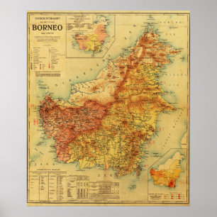 BorneoPanoramic MapBorneo ポスター