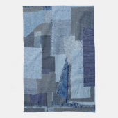 Boro Boro青いジーンのパッチワークのデニムShibori キッチンタオル (縦)