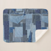 Boro Boro青いジーンのパッチワークのデニムShibori シェルパブランケット (正面(横))