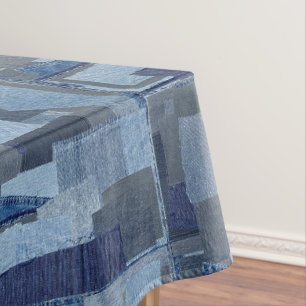 Boro Boro青いジーンのパッチワークのデニムShibori テーブルクロス