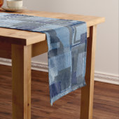 Boro Boro青いジーンのパッチワークのデニムShibori ミディアムテーブルランナー (インサイチュ)