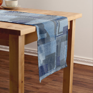 Boro Boro青いジーンのパッチワークのデニムShibori ミディアムテーブルランナー