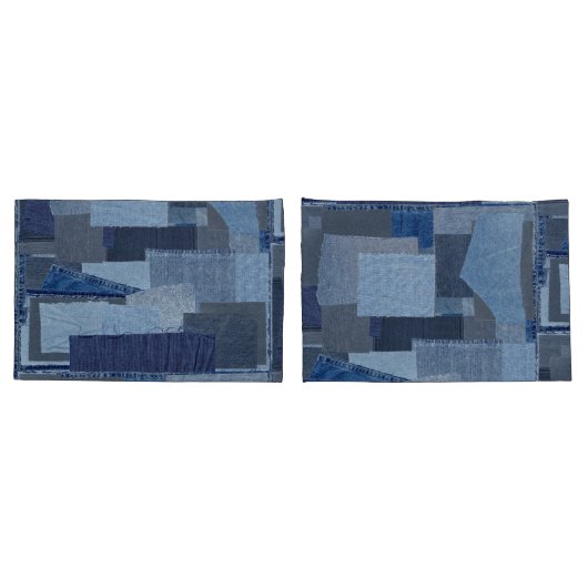 Boro Boro青いジーンのパッチワークのデニムShibori 枕カバー (バックセット)