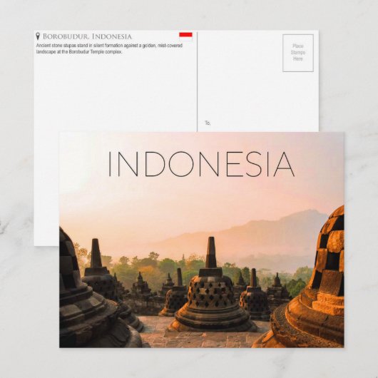 Borobudur, Indonesia Travel Postcard ポストカード (正面/裏面)