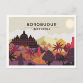 Borobudur Magelang Indonesia travel illustration ポストカード (正面)