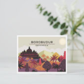 Borobudur Magelang Indonesia travel illustration ポストカード (スタンド正面)