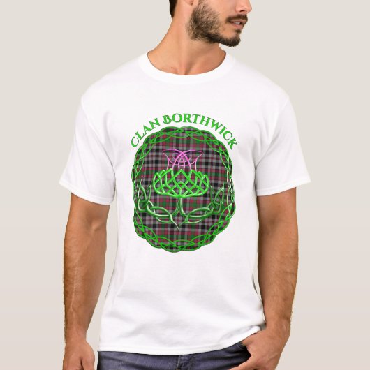 Borthwick Scottish Tartan Celtic Thistle Tシャツ (正面)