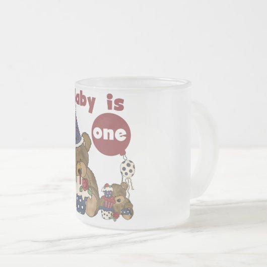 Bortjdauの第1青いTシャツおよびギフトに耐えて下さい フロストグラスマグカップ (正面右)