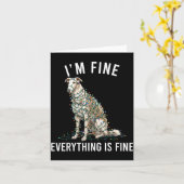 Borzoi Christmas I'm Fine Everything Is Fine カード (黄色い花)