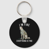 Borzoi Christmas I'm Fine Everything Is Fine  キーホルダー (正面)