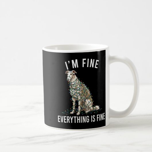 Borzoi Christmas I'm Fine Everything Is Fine  コーヒーマグカップ (右)