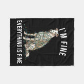 Borzoi Christmas I'm Fine Everything Is Fine  フリースブランケット (正面(横))