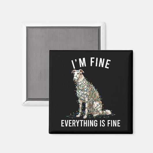 Borzoi Christmas I'm Fine Everything Is Fine  マグネット (正面/裏面)