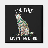 Borzoi Christmas I'm Fine Everything Is Fine マグネット (正面)