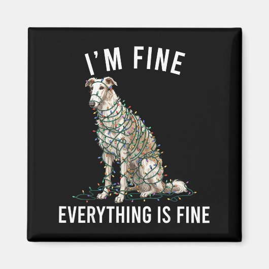 Borzoi Christmas I'm Fine Everything Is Fine マグネット (正面)