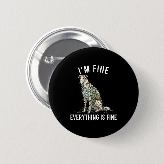 Borzoi Christmas I'm Fine Everything Is Fine  缶バッジ (正面&裏面)