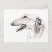 Borzoi Dog Art Ink Head Profileはがき ポストカード (正面)