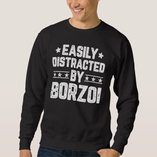 Borzoi Dog Borzoiに容易に気を取られる スウェットシャツ (正面)
