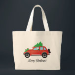 Borzoi Dog Driving Car with Christmas Tree on Top ラージトートバッグ<br><div class="desc">Borzoi Christmas design. This silhouette can also represent Deerhound,  Lurcher,  Greyhound,  Whippet,  Afghan Hound,  Saluki,  Azawakh,  American Staghound,  Silken Windhound,  Arabian Saluki,  Caravan,  Lahori Pashmi,  Pisuri Hound,  Gazelle Hound,  Persian Greyhound,  Arabian Hound,  Tanji,  Russian Wolfhound,  Wolfhound,  Mudhol,  Karwani, </div>