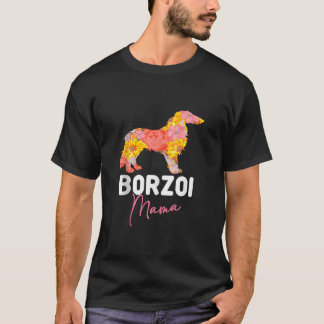 Borzoi Dog Mom Owner Fur Parent Briders Flower Mot Tシャツ