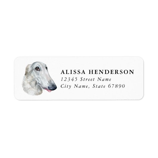 Borzoi Dog Return Address Labels ラベル (正面)