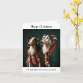 Borzoi Dogsクリスマスカード カード (黄色い花)