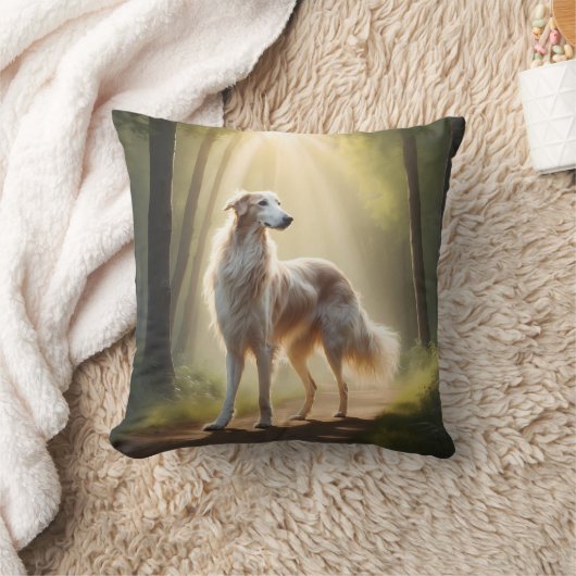 Borzoi Elegant Breed Throw Pillow クッション (ブランケット)