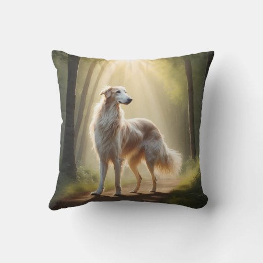 Borzoi Elegant Breed Throw Pillow クッション (裏面)
