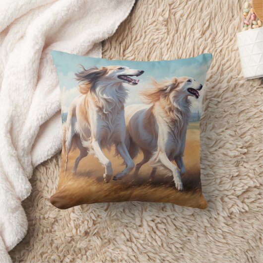 Borzoi Elegant Breed Throw Pillow クッション (ブランケット)