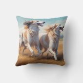 Borzoi Elegant Breed Throw Pillow クッション (裏面)