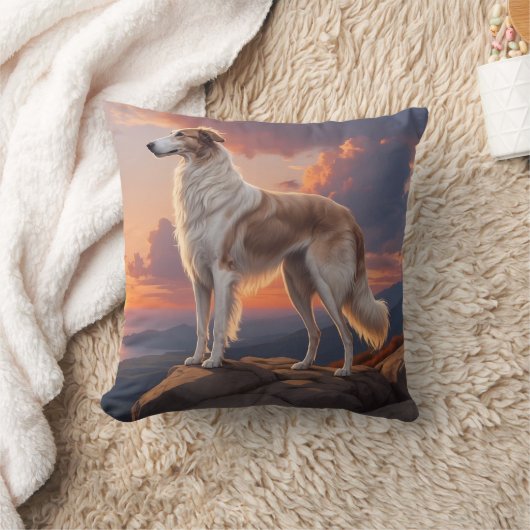 Borzoi Elegant Breed Throw Pillow クッション (ブランケット)