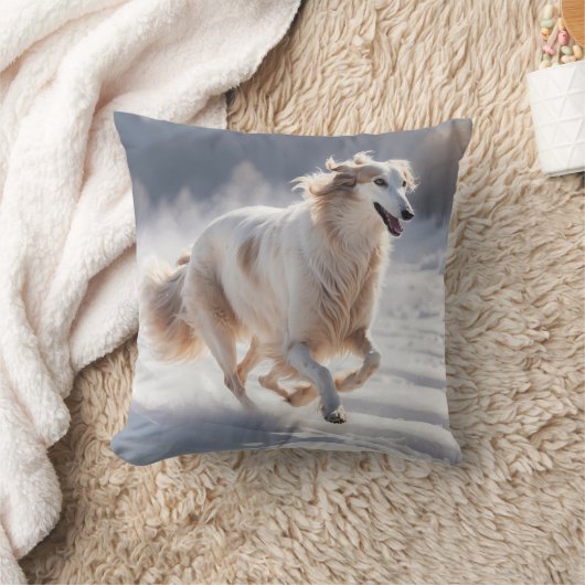 Borzoi Elegant Breed Throw Pillow クッション (ブランケット)