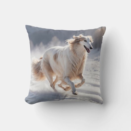 Borzoi Elegant Breed Throw Pillow クッション (正面)