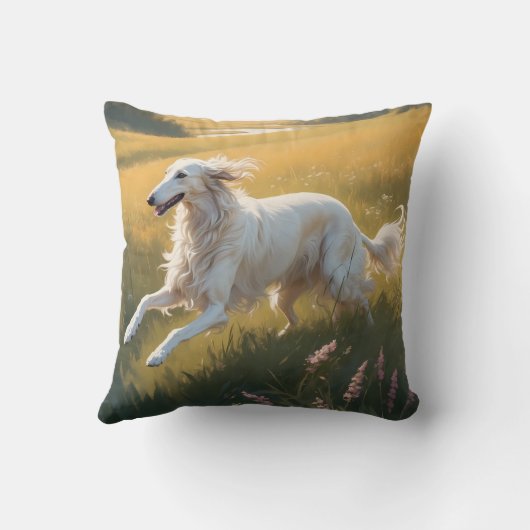 Borzoi Elegant Breed Throw Pillow クッション (裏面)